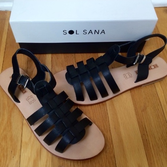 SOL SANA 'Sims' Leather Gladiator Flat Sandal - Picture 4 of 8